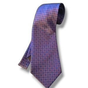 Lanvin Blue Red Geometric Silk Tie